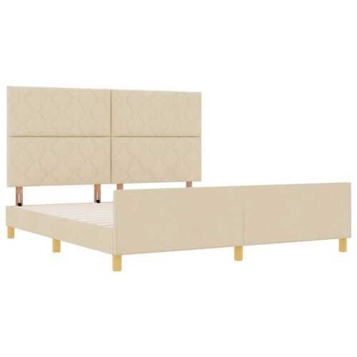 Okvir za krevet s uzglavljem Krema 180 x 200 cm tkanina - Krema 180 x 200 cm Dizajn s rombovima Cijena