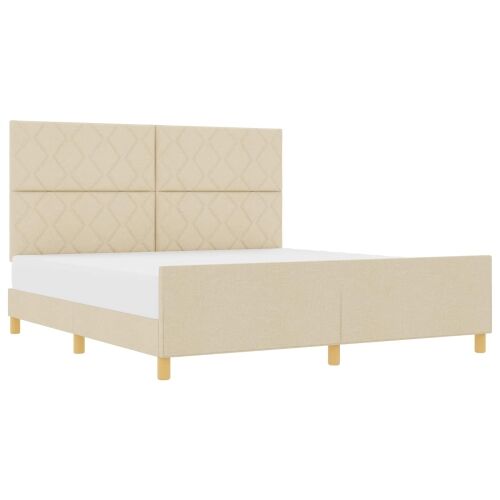 Okvir za krevet s uzglavljem Krema 180 x 200 cm tkanina - Krema 180 x 200 cm Dizajn s rombovima Cijena