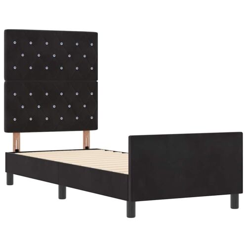 Box spring krevet s uzglavljem Crna 80 x 200 cm Baršun - Crna 80 x 200 cm Kristal s dugmadima Cijena