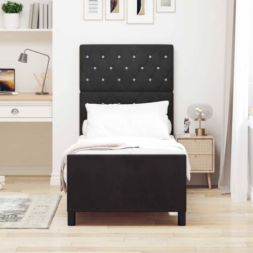 Box spring krevet s uzglavljem Crna 80 x 200 cm Baršun - Crna 80 x 200 cm Kristal s dugmadima Cijena