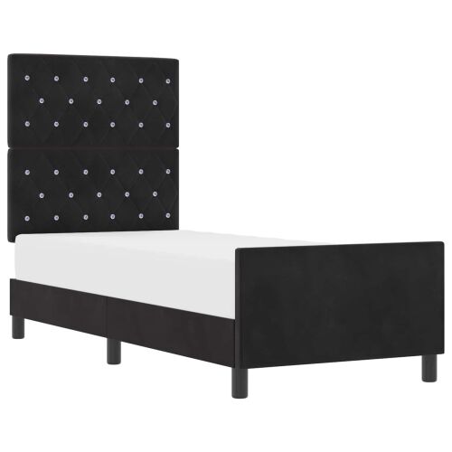 Box spring krevet s uzglavljem Crna 80 x 200 cm Baršun - Crna 80 x 200 cm Kristal s dugmadima Cijena