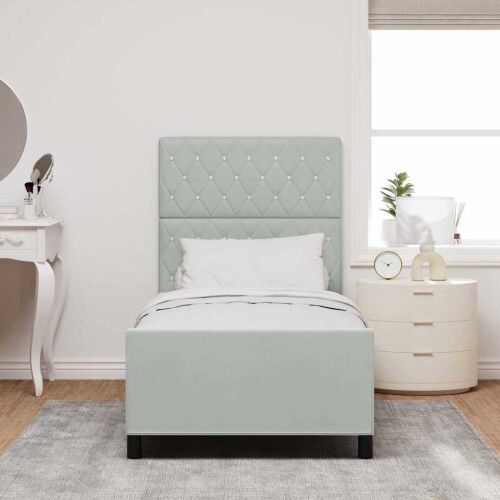 Box spring krevet Svjetlosiva 90 x 190 cm Baršun - Svjetlosiva 90 x 190 cm Kristal s dugmadima Cijena