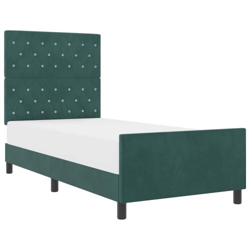 Box spring krevet Tamnozelena 90 x 190 cm Baršun - Tamnozelena 90 x 190 cm Kristal s dugmadima Cijena