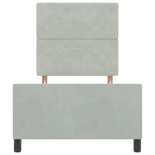 Box spring krevet Svjetlosiva 90 x 200 cm Baršun - Svjetlosiva 90 x 200 cm Kristal s dugmadima Cijena