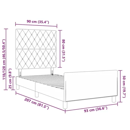 Box spring krevet Svjetlosiva 90 x 200 cm Baršun - Svjetlosiva 90 x 200 cm Kristal s dugmadima Cijena