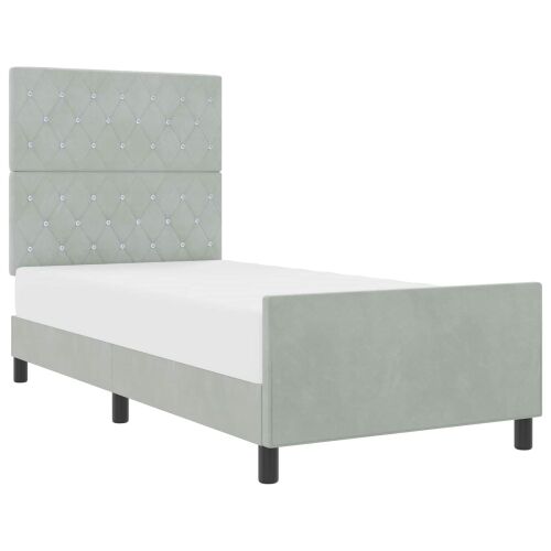 Box spring krevet Svjetlosiva 90 x 200 cm Baršun - Svjetlosiva 90 x 200 cm Kristal s dugmadima Cijena
