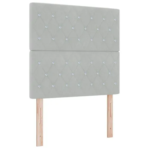 Box spring krevet Svjetlosiva 90 x 200 cm Baršun - Svjetlosiva 90 x 200 cm Kristal s dugmadima Cijena