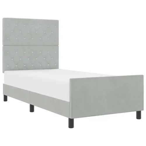 Box spring krevet Svjetlosiva 90 x 200 cm Baršun - Svjetlosiva 90 x 200 cm Kristal s dugmadima Cijena
