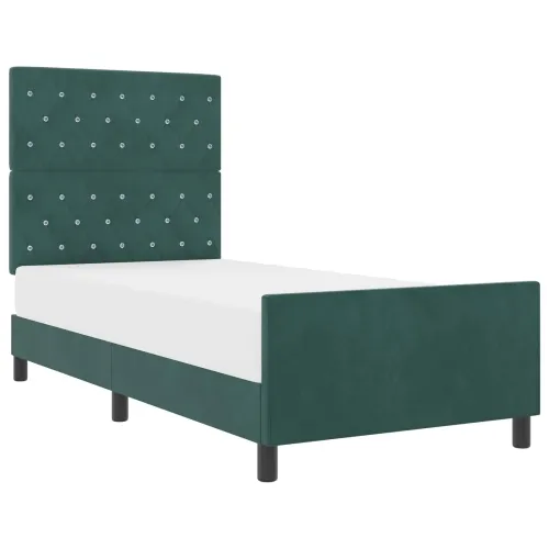 Box spring krevet Tamnozelena 90 x 200 cm Baršun - Tamnozelena 90 x 200 cm Kristal s dugmadima Cijena