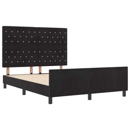 Box spring krevet s uzglavljem Crna 140 x 190 cm Baršun - Crna 140 x 190 cm Kristal s dugmadima Cijena