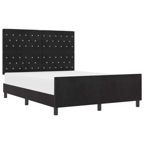 Box spring krevet s uzglavljem Crna 140 x 190 cm Baršun - Crna 140 x 190 cm Kristal s dugmadima Cijena