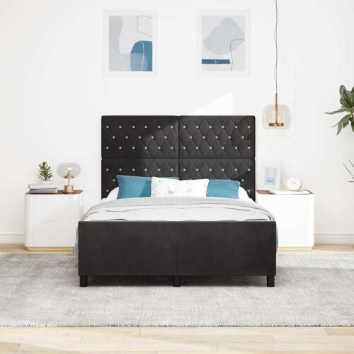 Box spring krevet s uzglavljem Crna 160 x 200 cm Baršun - Crna 160 x 200 cm Kristal s dugmadima Cijena
