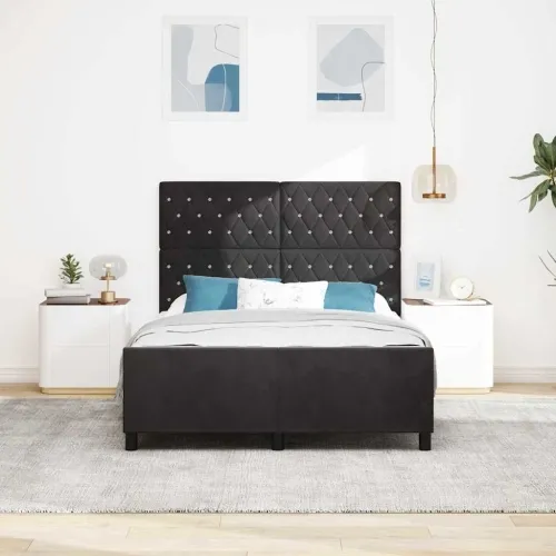Box spring krevet s uzglavljem Crna 160 x 200 cm Baršun - Crna 160 x 200 cm Kristal s dugmadima Cijena