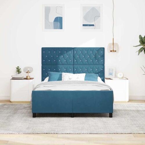 Box spring krevet Tamno plava 160 x 200 cm Baršun - Tamno plava 160 x 200 cm Kristal s dugmadima Cijena