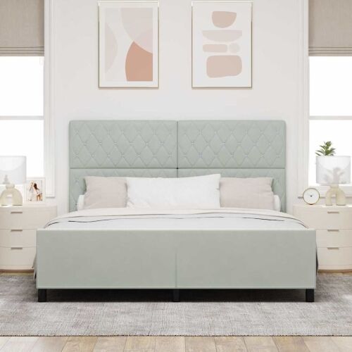 Box spring krevet Svjetlosiva 180 x 200 cm Baršun - Svjetlosiva 180 x 200 cm Kristal s dugmadima Cijena