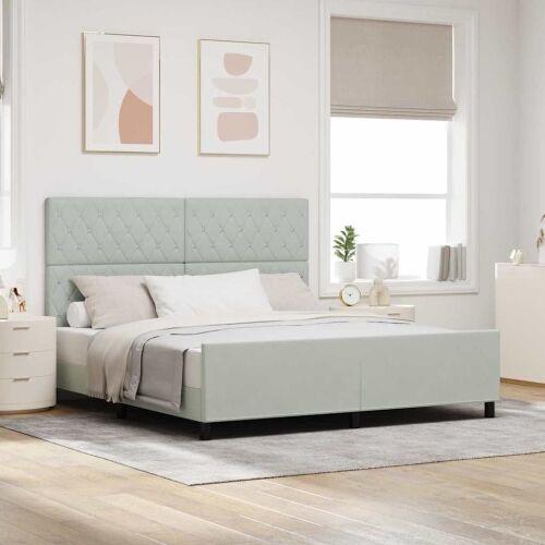 Box spring krevet Svjetlosiva 180 x 200 cm Baršun - Svjetlosiva 180 x 200 cm Kristal s dugmadima Cijena