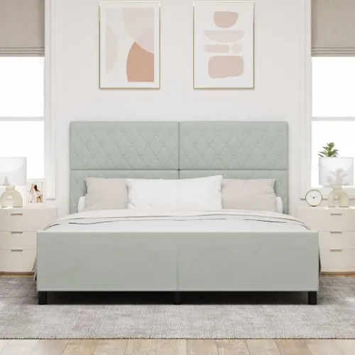 Box spring krevet Svjetlosiva 180 x 200 cm Baršun - Svjetlosiva 180 x 200 cm Kristal s dugmadima Cijena