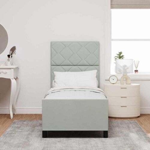 Box spring krevet Svjetlosiva 80 x 200 cm Baršun - Svjetlosiva 80 x 200 cm Dizajn s rombovima Cijena