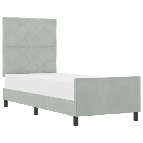Box spring krevet Svjetlosiva 80 x 200 cm Baršun - Svjetlosiva 80 x 200 cm Dizajn s rombovima Cijena