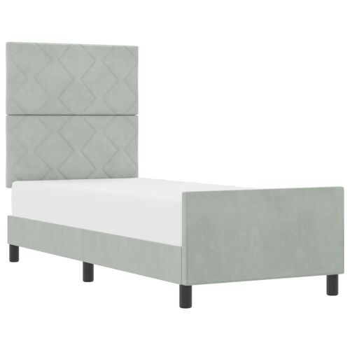 Box spring krevet Svjetlosiva 80 x 200 cm Baršun - Svjetlosiva 80 x 200 cm Dizajn s rombovima Cijena