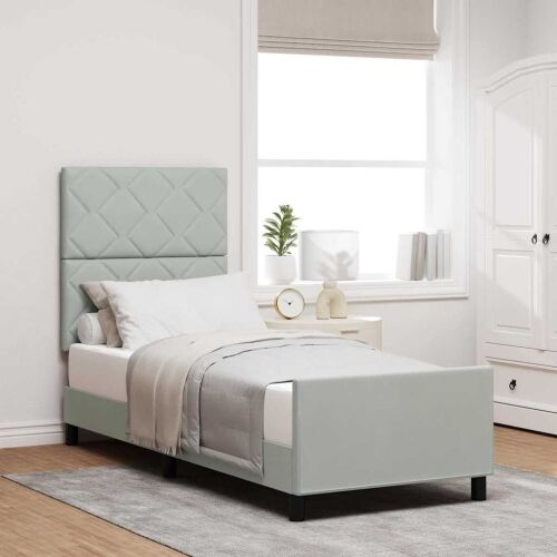 Box spring krevet Svjetlosiva 80 x 200 cm Baršun - Svjetlosiva 80 x 200 cm Dizajn s rombovima Cijena