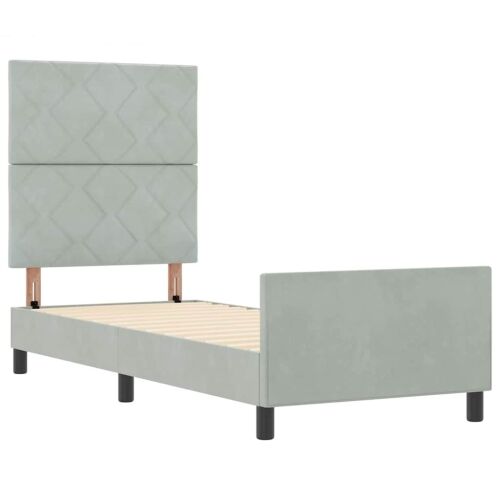Box spring krevet Svjetlosiva 80 x 200 cm Baršun - Svjetlosiva 80 x 200 cm Dizajn s rombovima Cijena