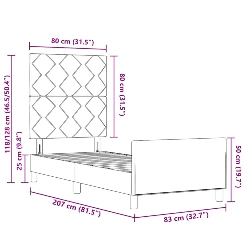 Box spring krevet Tamno siva 80 x 200 cm Baršun - Tamno siva 80 x 200 cm Dizajn s rombovima Cijena