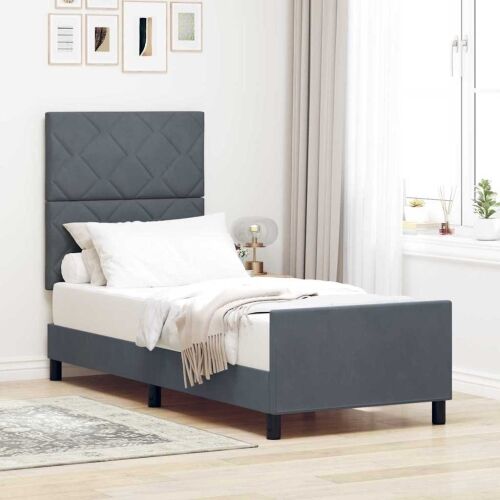Box spring krevet Tamno siva 80 x 200 cm Baršun - Tamno siva 80 x 200 cm Dizajn s rombovima Cijena
