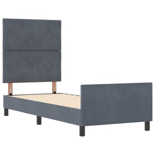 Box spring krevet Tamno siva 80 x 200 cm Baršun - Tamno siva 80 x 200 cm Dizajn s rombovima Cijena