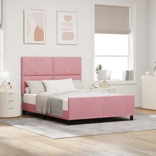 Box spring krevet Ružičasta 140 x 190 cm Baršun - Ružičasta 140 x 190 cm Dizajn s rombovima Cijena