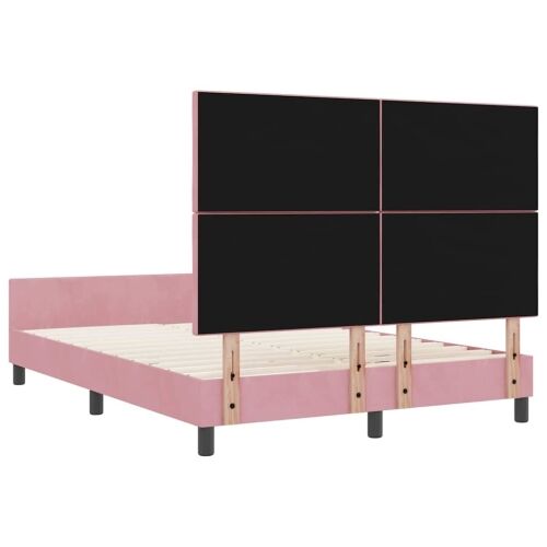 Box spring krevet Ružičasta 140 x 190 cm Baršun - Ružičasta 140 x 190 cm Dizajn s rombovima Cijena