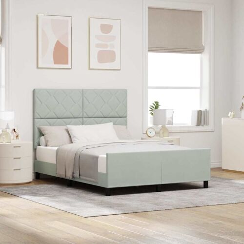 Box spring krevet Svjetlosiva 160 x 200 cm Baršun - Svjetlosiva 160 x 200 cm Dizajn s rombovima Cijena