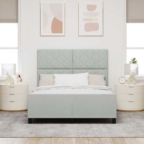Box spring krevet Svjetlosiva 160 x 200 cm Baršun - Svjetlosiva 160 x 200 cm Dizajn s rombovima Cijena