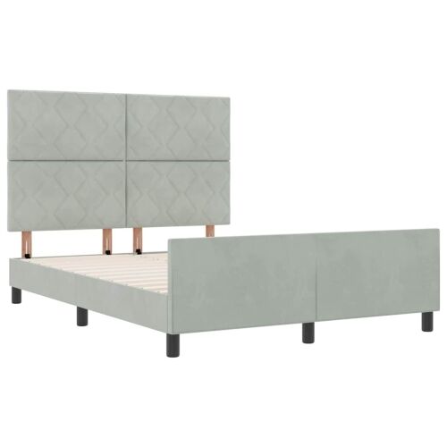 Box spring krevet Svjetlosiva 160 x 200 cm Baršun - Svjetlosiva 160 x 200 cm Dizajn s rombovima Cijena