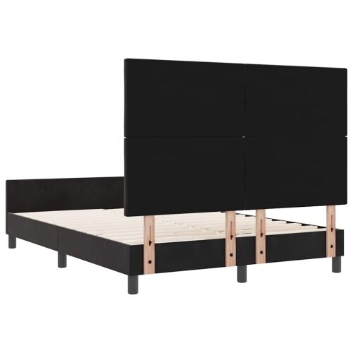 Box spring krevet s uzglavljem Crna 160 x 200 cm Baršun - Crna 160 x 200 cm Dizajn s rombovima Cijena