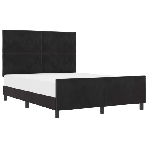 Box spring krevet s uzglavljem Crna 160 x 200 cm Baršun - Crna 160 x 200 cm Dizajn s rombovima Cijena