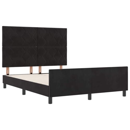 Box spring krevet s uzglavljem Crna 160 x 200 cm Baršun - Crna 160 x 200 cm Dizajn s rombovima Cijena