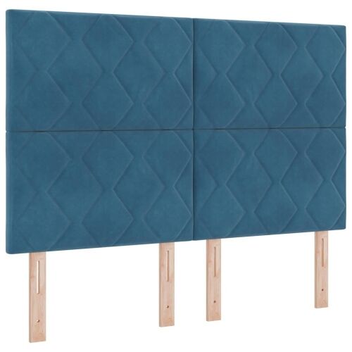 Box spring krevet Tamno plava 160 x 200 cm Baršun - Tamno plava 160 x 200 cm Dizajn s rombovima Cijena