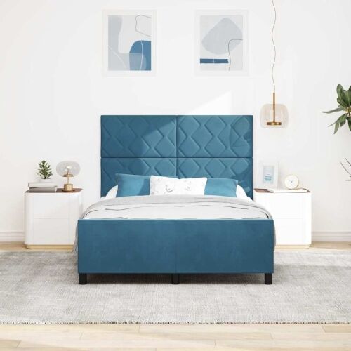 Box spring krevet Tamno plava 160 x 200 cm Baršun - Tamno plava 160 x 200 cm Dizajn s rombovima Cijena