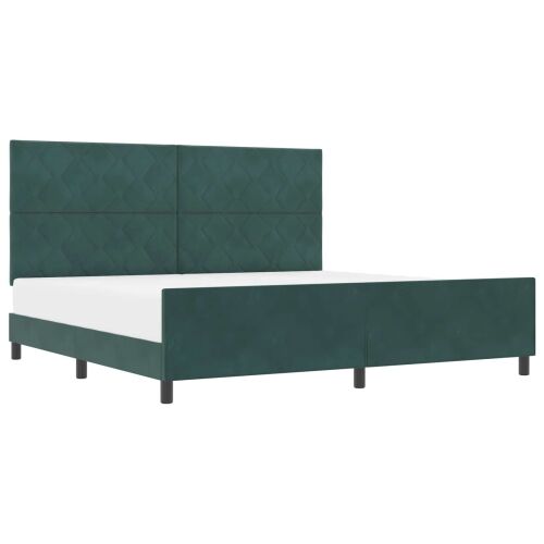 Box spring krevet Tamnozelena 200 x 200 cm Baršun - Tamnozelena 200 x 200 cm Dizajn s rombovima Cijena