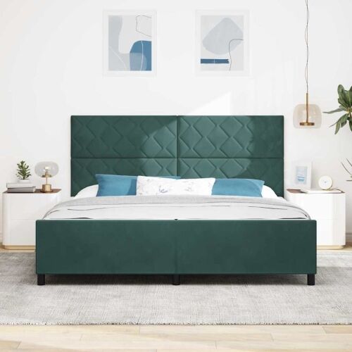 Box spring krevet Tamnozelena 200 x 200 cm Baršun - Tamnozelena 200 x 200 cm Dizajn s rombovima Cijena
