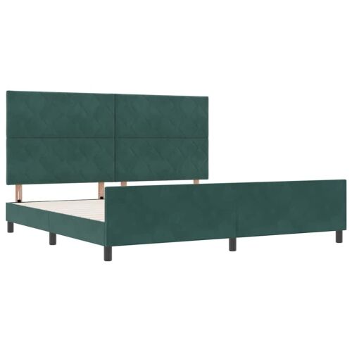 Box spring krevet Tamnozelena 200 x 200 cm Baršun - Tamnozelena 200 x 200 cm Dizajn s rombovima Cijena