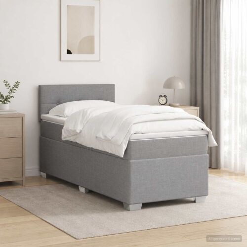 Boxspring krevet s madracem Svjetlosiva 80 x 200 cm Tkanina - Svjetlosiva 80 x 200 cm Prošiveno gumbima Cijena