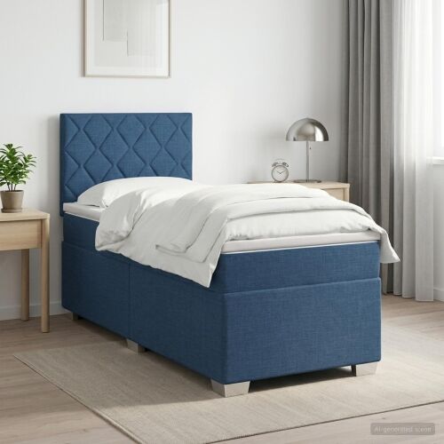 Boxspring krevet s madracem Plava 80 x 200 cm Tkanina - Plava 80 x 200 cm Dizajn s rombovima Cijena