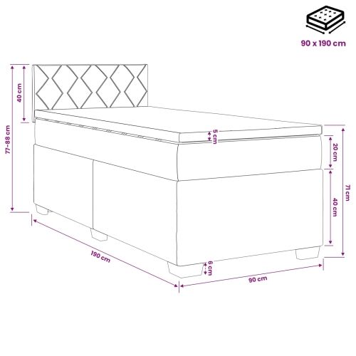 Boxspring krevet s madracem Sivosmeđa 90 x 190 cm Tkanina - Sivosmeđa 90 x 190 cm Dizajn s rombovima Cijena