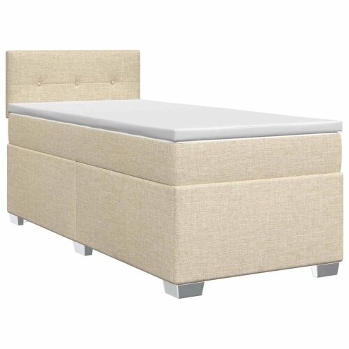 Boxspring krevet s madracem Krem 90 x 200 cm Tkanina - Krem 90 x 200 cm Prošiveno gumbima Cijena