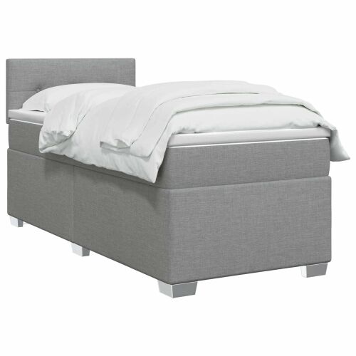 Boxspring krevet s madracem Svjetlosiva 100 x 200 cm Tkanina - Svjetlosiva 100 x 200 cm Prošiveno gumbima Cijena