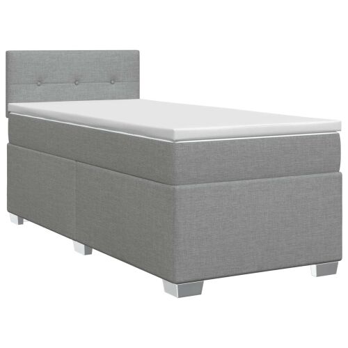 Boxspring krevet s madracem Svjetlosiva 100 x 200 cm Tkanina - Svjetlosiva 100 x 200 cm Prošiveno gumbima Cijena