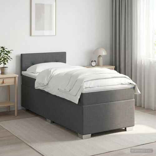 Boxspring krevet s madracem Tamnosiva 100 x 200 cm Tkanina - Tamnosiva 100 x 200 cm Prošiveno gumbima Cijena