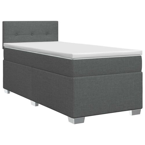 Boxspring krevet s madracem Tamnosiva 100 x 200 cm Tkanina - Tamnosiva 100 x 200 cm Prošiveno gumbima Cijena